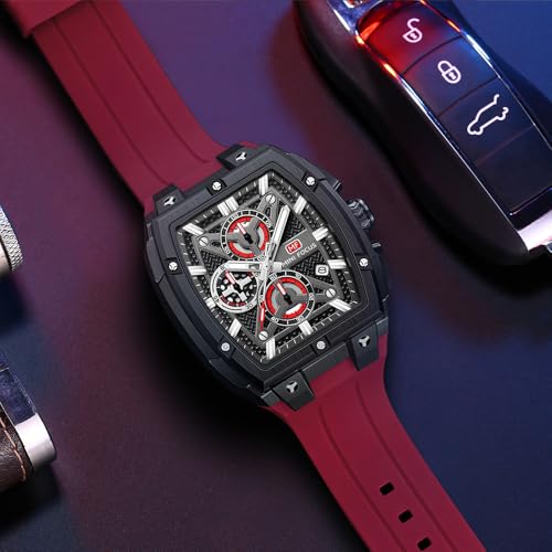 MF MINI FOCUS Mens Watches Analog Fashion Wrist Watch Skeleton Tonneau Watches for Men with ChronographIdeal for Sports Enthusiasts and Daily Wear - Image 3