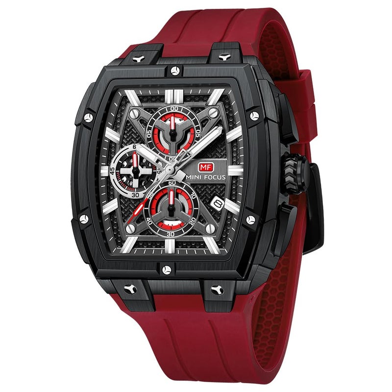 MF MINI FOCUS Mens Watches Analog Fashion Wrist Watch Skeleton Tonneau Watches for Men with ChronographIdeal for Sports Enthusiasts and Daily Wear - Image 2