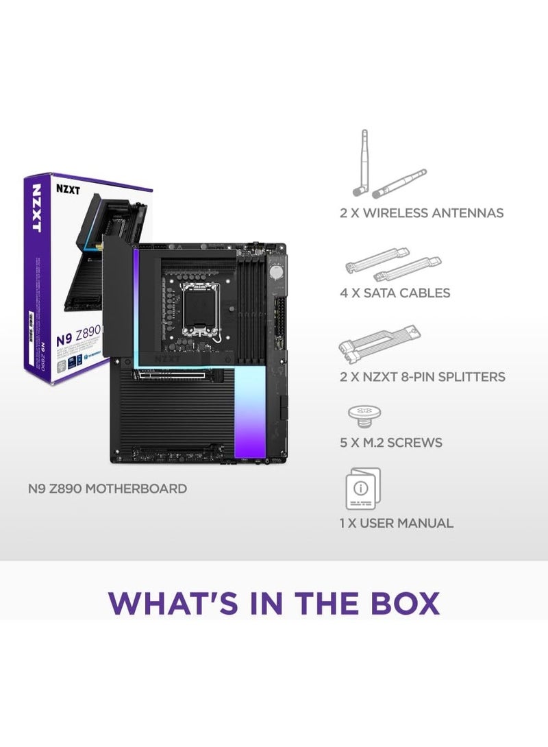 NZXT N9 Z890 ATX Gaming Motherboard – Intel Z890, LGA 1851, DDR5, PCIe 5.0, Wi-Fi 7, 5GbE, Thunderbolt 4 – Black - Image 1