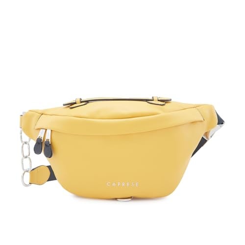 Caprese Women's Fanny Pack Medium Stylish Polyester Waist Bag for Travel, Festivals, Hiking & Daily Use (Yellow) - Image 1