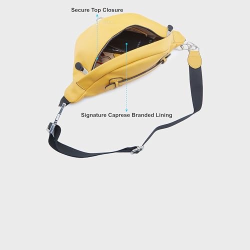 Caprese Women's Fanny Pack Medium Stylish Polyester Waist Bag for Travel, Festivals, Hiking & Daily Use (Yellow) - Image 4