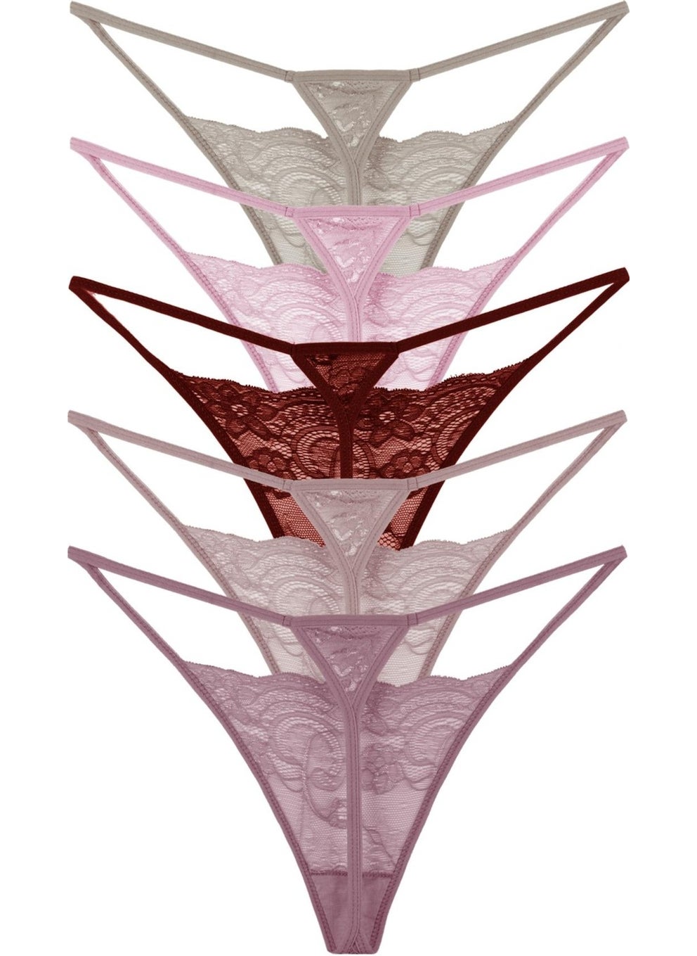 Sensu - Women's String Lace Thong 5-Piece Panties Set Mixed Colors KTS3062 MIXED MODEL5 - Image 1