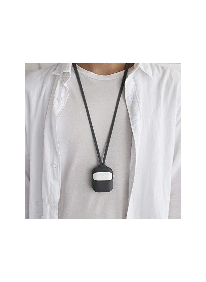 erorex - Capsule Cover For Air Pods Anti Scratch Silicone Case Cover For Air Pods With Hand And Neck Strap Black - Image 1