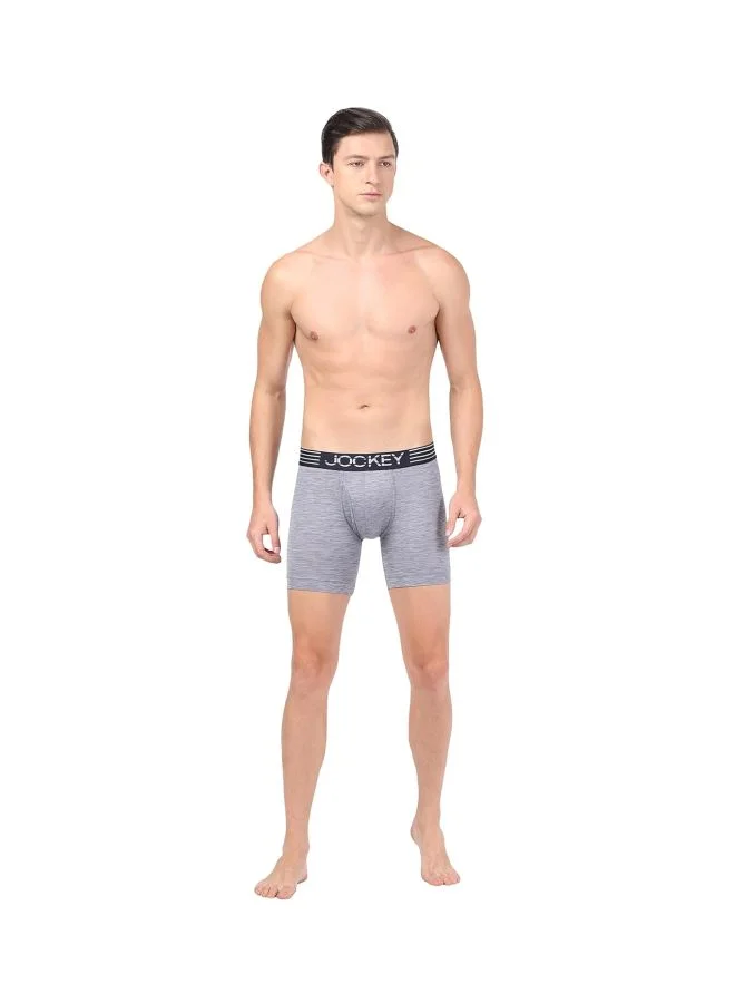 Jockey Mid Grey MM06 Men Microfiber Mesh Elastane Stretch Sports Boxer Brief with Stay Dry Technology for Men | Best Price UAE