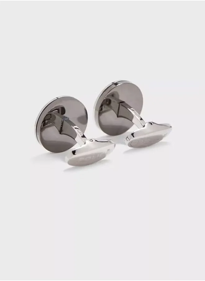 بوليس Sligo Silver and Black Cufflinks For Men