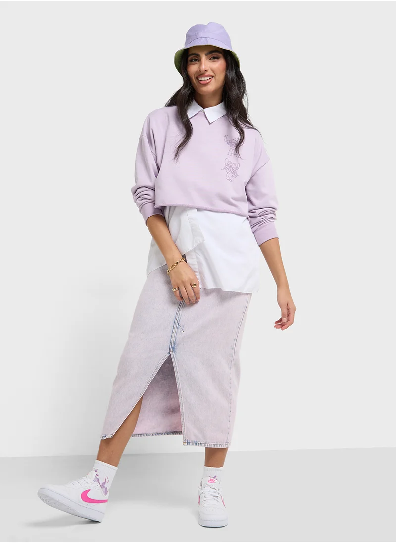 Disney Stitch Cropped Graphic Sweatshirt