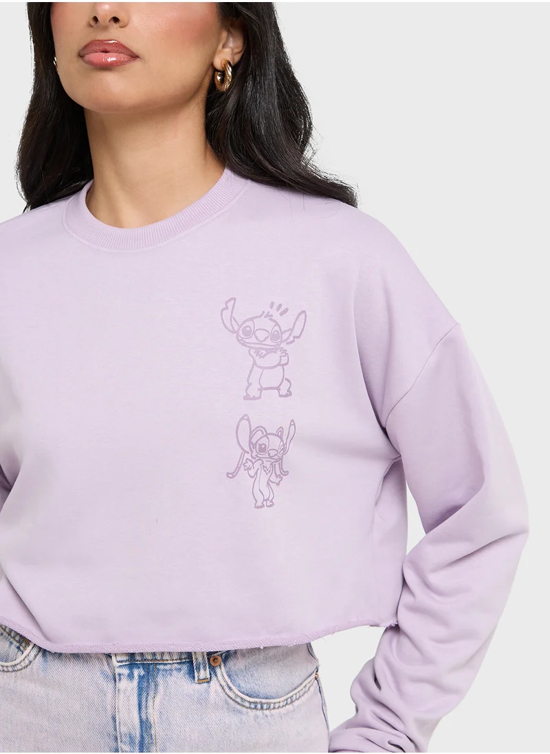 Disney Stitch Cropped Graphic Sweatshirt