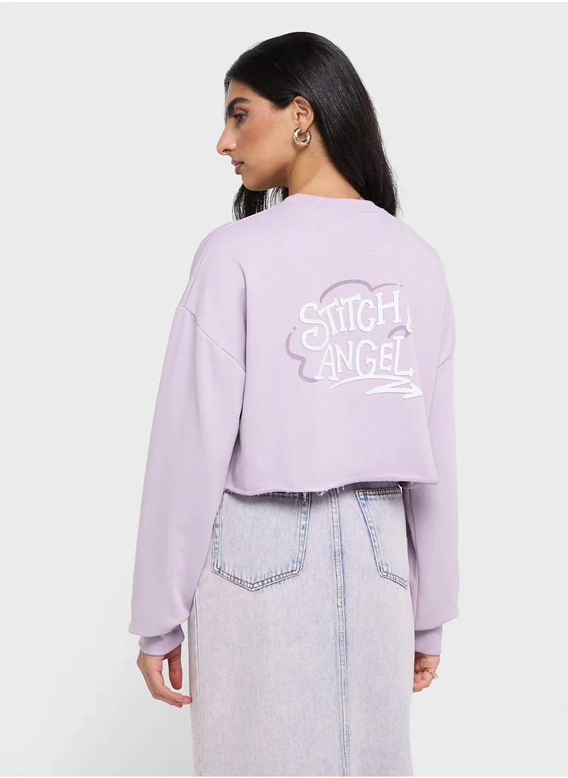 Disney Stitch Cropped Graphic Sweatshirt