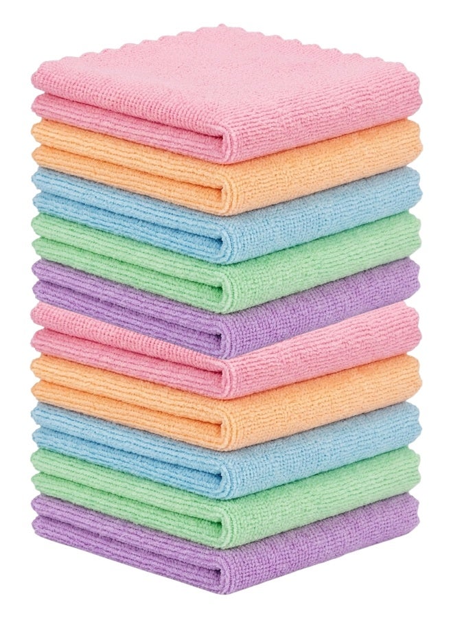 Universal Cleaning Cloths Pack of 10, 30 x 30 cm, Polyester Microfiber Reusable Wipes, Multicolor - Image 1