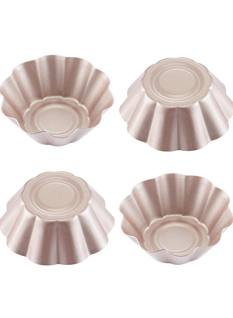 Zikra Mini Pudding Pan Set, 4 Pcs 3 inch Nonstick Fluted Tube Cake Pan, Non-Stick Egg Tart Mold, Mini Oven Baking Mold, Flower-shaped Pie Bread and Cake Pan Bakeware, for Oven and Instant Pot Baking - Image 1