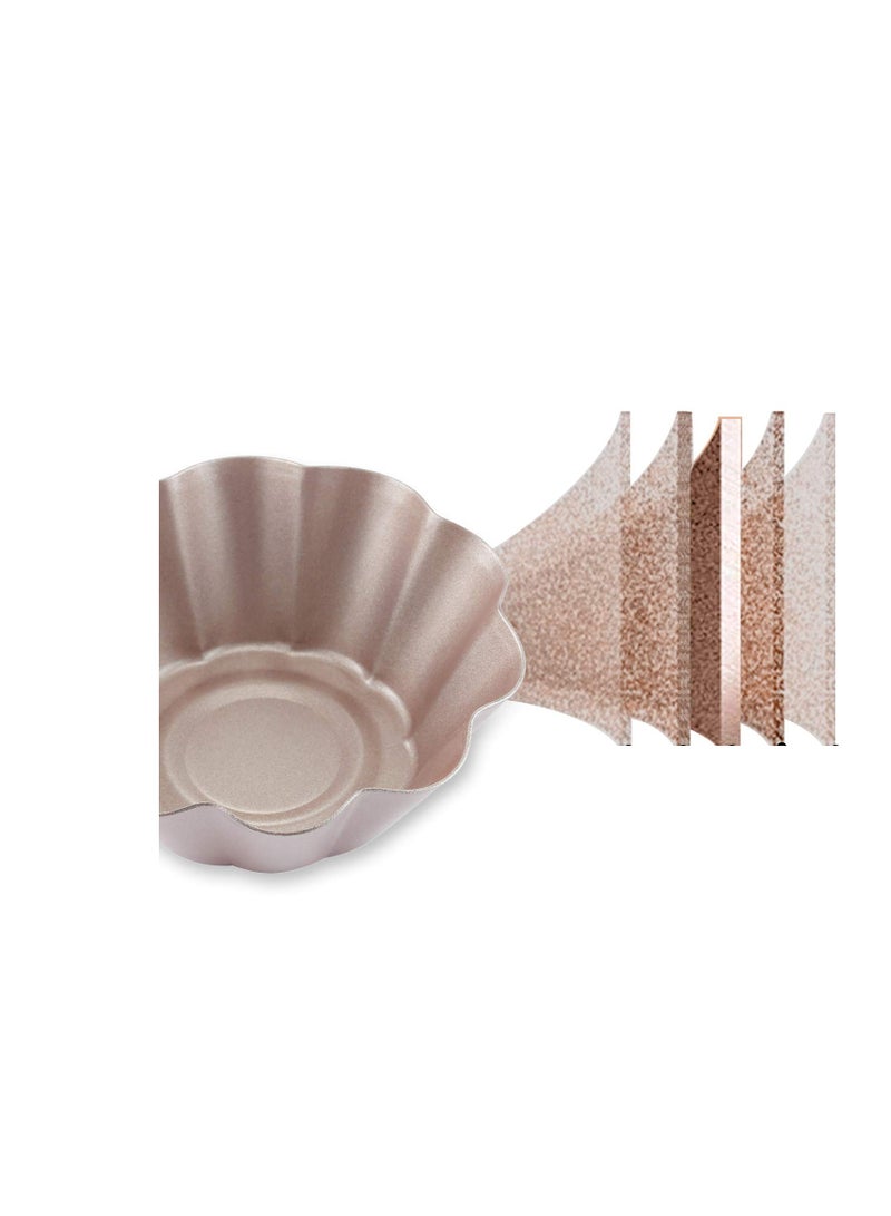 Zikra Mini Pudding Pan Set, 4 Pcs 3 inch Nonstick Fluted Tube Cake Pan, Non-Stick Egg Tart Mold, Mini Oven Baking Mold, Flower-shaped Pie Bread and Cake Pan Bakeware, for Oven and Instant Pot Baking - Image 2