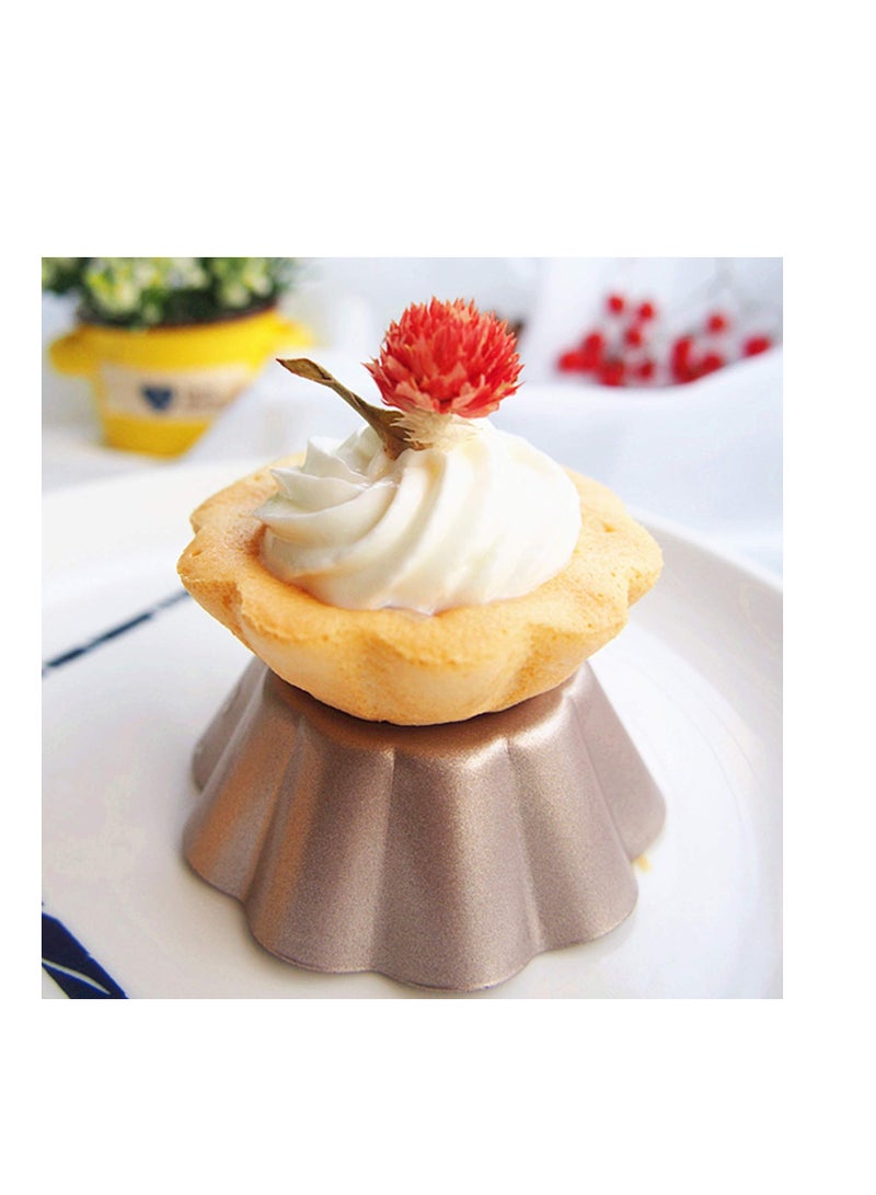 Zikra Mini Pudding Pan Set, 4 Pcs 3 inch Nonstick Fluted Tube Cake Pan, Non-Stick Egg Tart Mold, Mini Oven Baking Mold, Flower-shaped Pie Bread and Cake Pan Bakeware, for Oven and Instant Pot Baking - Image 4