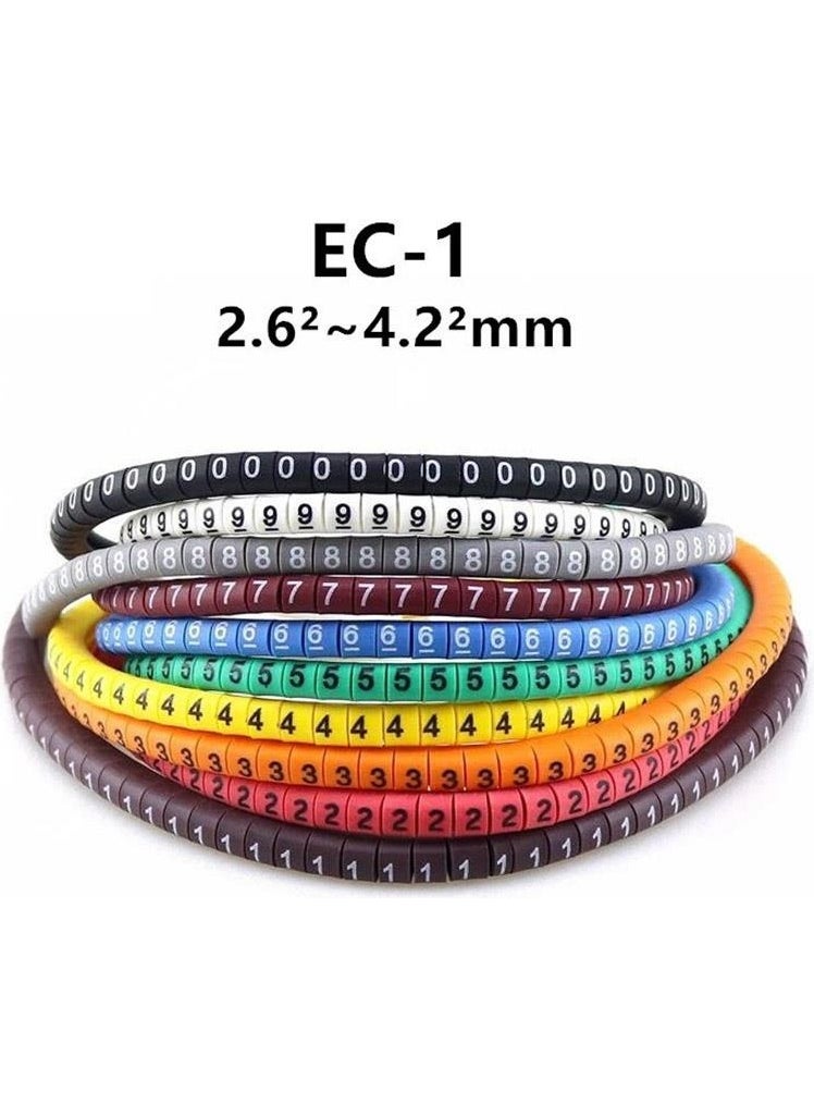 Profisher - Colored Cable Numbering Counter EC-0 Size 2.5 Sqmm Wire Marker 200 Pcs - Image 1