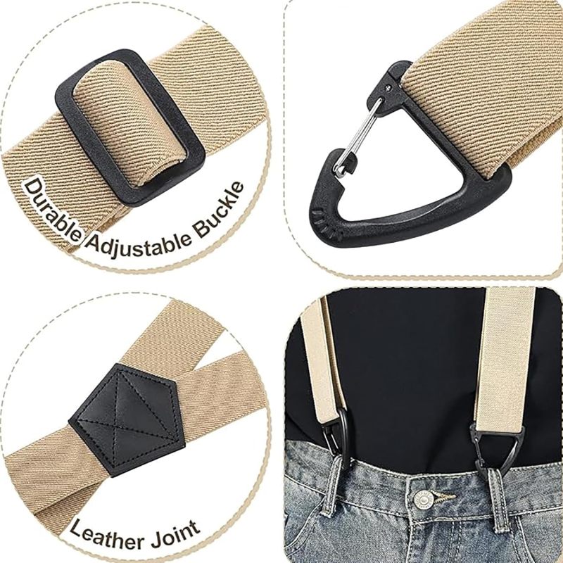 Hidden Suspenders Beige Button-Attached Support - Adjustable Length for a Customized Fit - Discreet Under Clothing Design for Formal Wear - Image 3