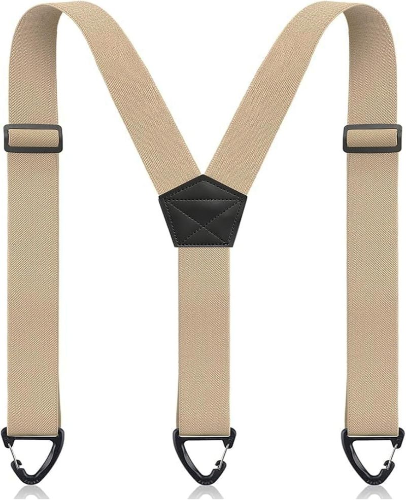 Hidden Suspenders Beige Button-Attached Support - Adjustable Length for a Customized Fit - Discreet Under Clothing Design for Formal Wear - Image 1