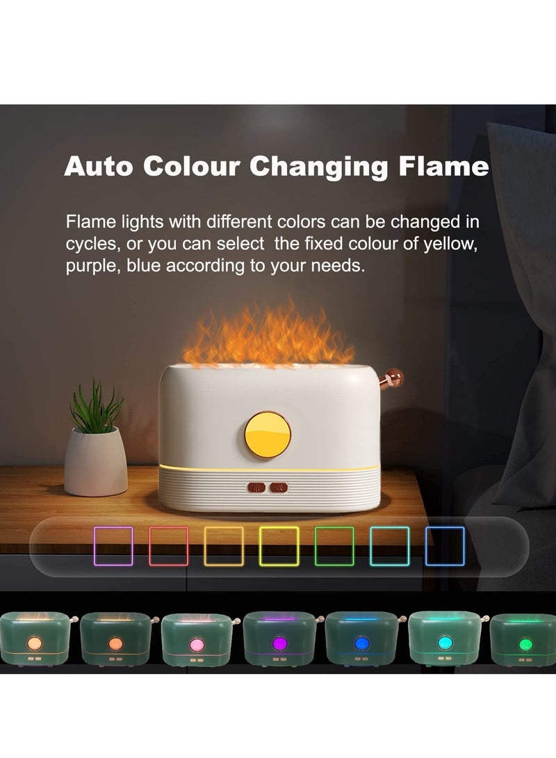 SYOSI Flame Humidifier | Flame Essential Oil Diffuser with Smart Shut Off, 3D Flame Cool Mist Yoga SPA Perfect for Home Bedroom Office and Gifting for Friends and Family  200ml Ultrasonic Aroma | White - Image 3