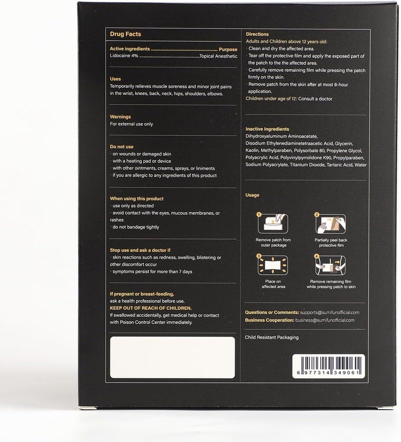 Sumifun Lidocaine Patches Maximum Strength  30 Counts Pain Relief Patch for Back Aches Muscle Soreness Stiff Neck Joint Pain FSAHSA Eligible Topical Analgesic Large Count 30 - Image 2