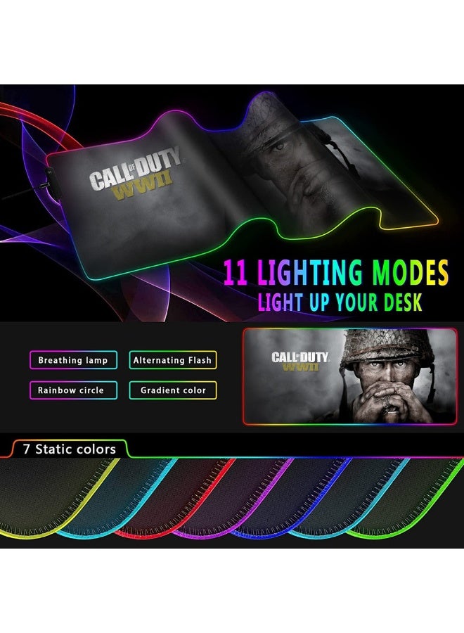 تيكتيكس قاعدة ماوس العاب RGB كبيرة مع اضاءة LED، قاعدة كيبورد للالعاب للمكتب، قاعدة مطاطية غير قابلة للانزلاق، قاعدة ماوس كبيرة للاعبين، 31.5 × 11.8 انش، كول أوف ديوتي - Image 2
