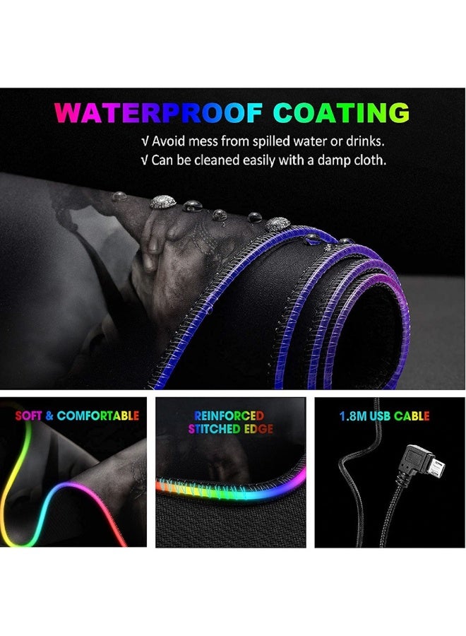 تيكتيكس قاعدة ماوس العاب RGB كبيرة مع اضاءة LED، قاعدة كيبورد للالعاب للمكتب، قاعدة مطاطية غير قابلة للانزلاق، قاعدة ماوس كبيرة للاعبين، 31.5 × 11.8 انش، كول أوف ديوتي - Image 3