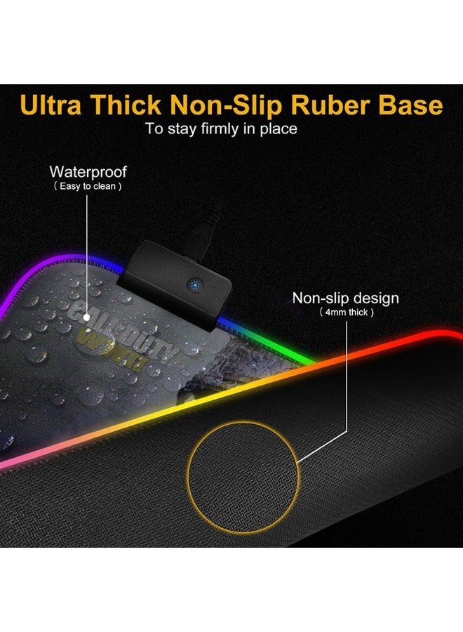 تيكتيكس قاعدة ماوس العاب RGB كبيرة مع اضاءة LED، قاعدة كيبورد للالعاب للمكتب، قاعدة مطاطية غير قابلة للانزلاق، قاعدة ماوس كبيرة للاعبين، 31.5 × 11.8 انش، كول أوف ديوتي - Image 4