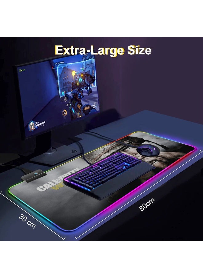 تيكتيكس قاعدة ماوس العاب RGB كبيرة مع اضاءة LED، قاعدة كيبورد للالعاب للمكتب، قاعدة مطاطية غير قابلة للانزلاق، قاعدة ماوس كبيرة للاعبين، 31.5 × 11.8 انش، كول أوف ديوتي - Image 5
