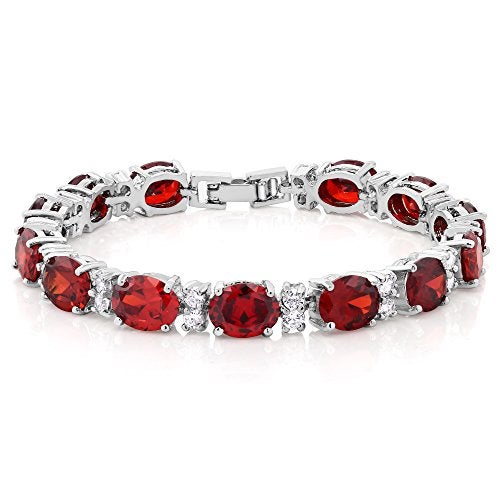 Gem Stone King 40.00 Cttw Red Color Cubic Zirconias CZ Tennis Bracelet For Women | 7 Inch - Image 1