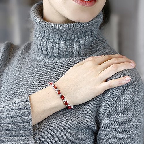 Gem Stone King 40.00 Cttw Red Color Cubic Zirconias CZ Tennis Bracelet For Women | 7 Inch - Image 3