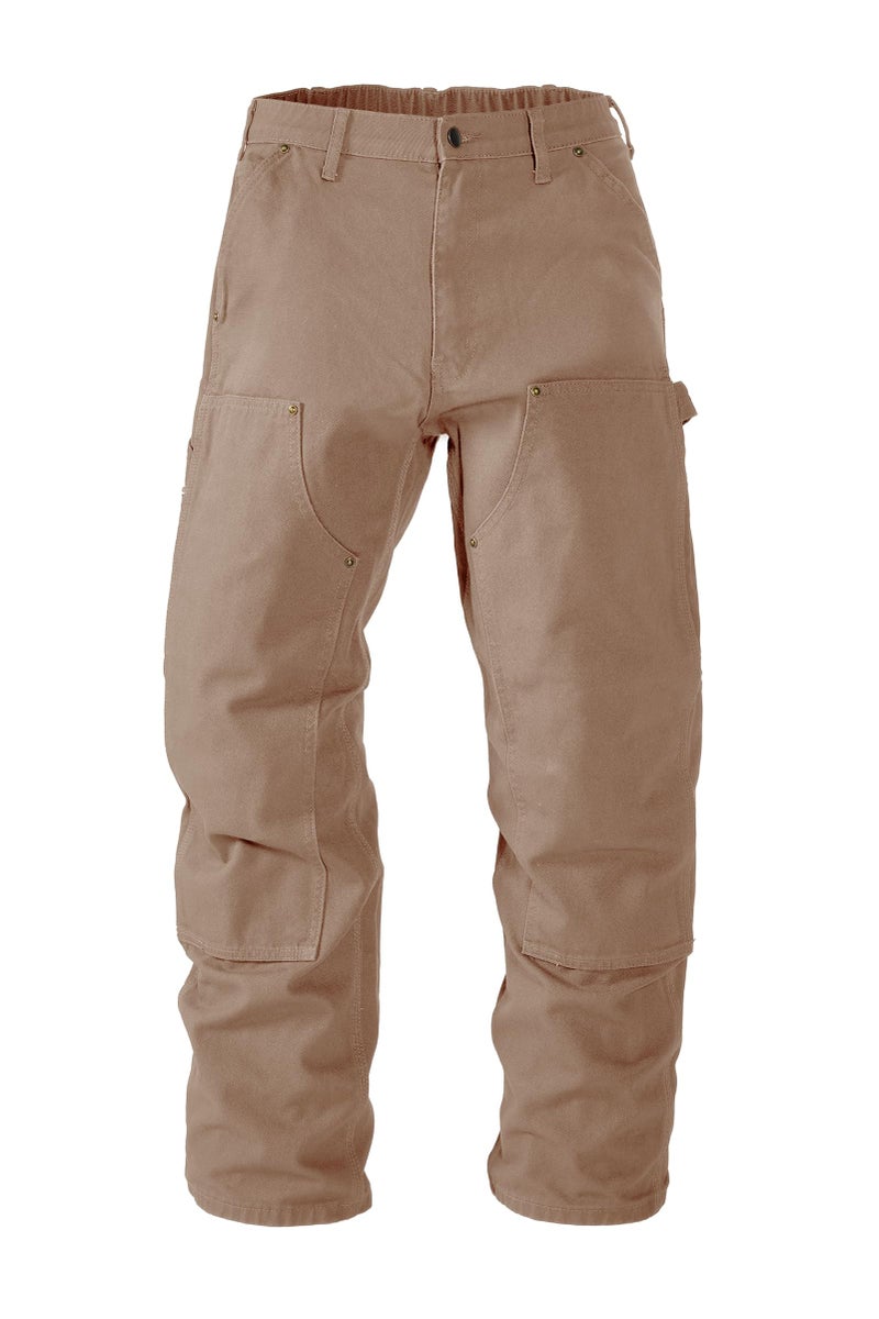 Soojun Men's 13.5 oz Heavyweight Work Pants, Loose Fit Double Knee Carpenter Pants with Flex Waist Khaki 40W x 30L - Image 1