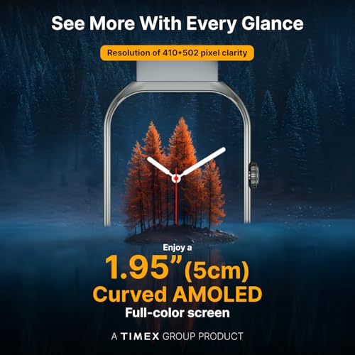 TIMEX Smart Progen 1.95" (4.95 cm) Curved AMOLED Display with Functional Crown and BT Calling Smartwatch for Unisex - TWTXW802T - Image 5