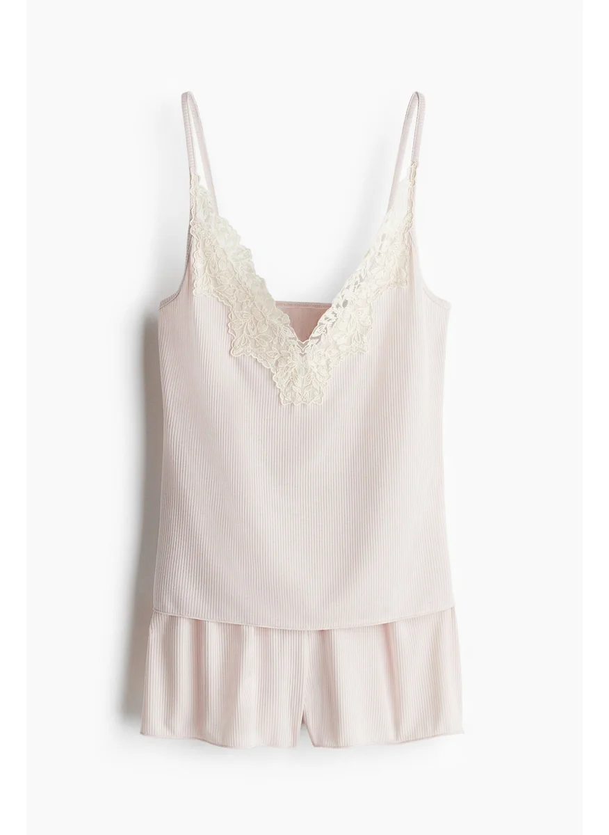 اتش اند ام Lace-Trimmed Ribbed Pyjamas