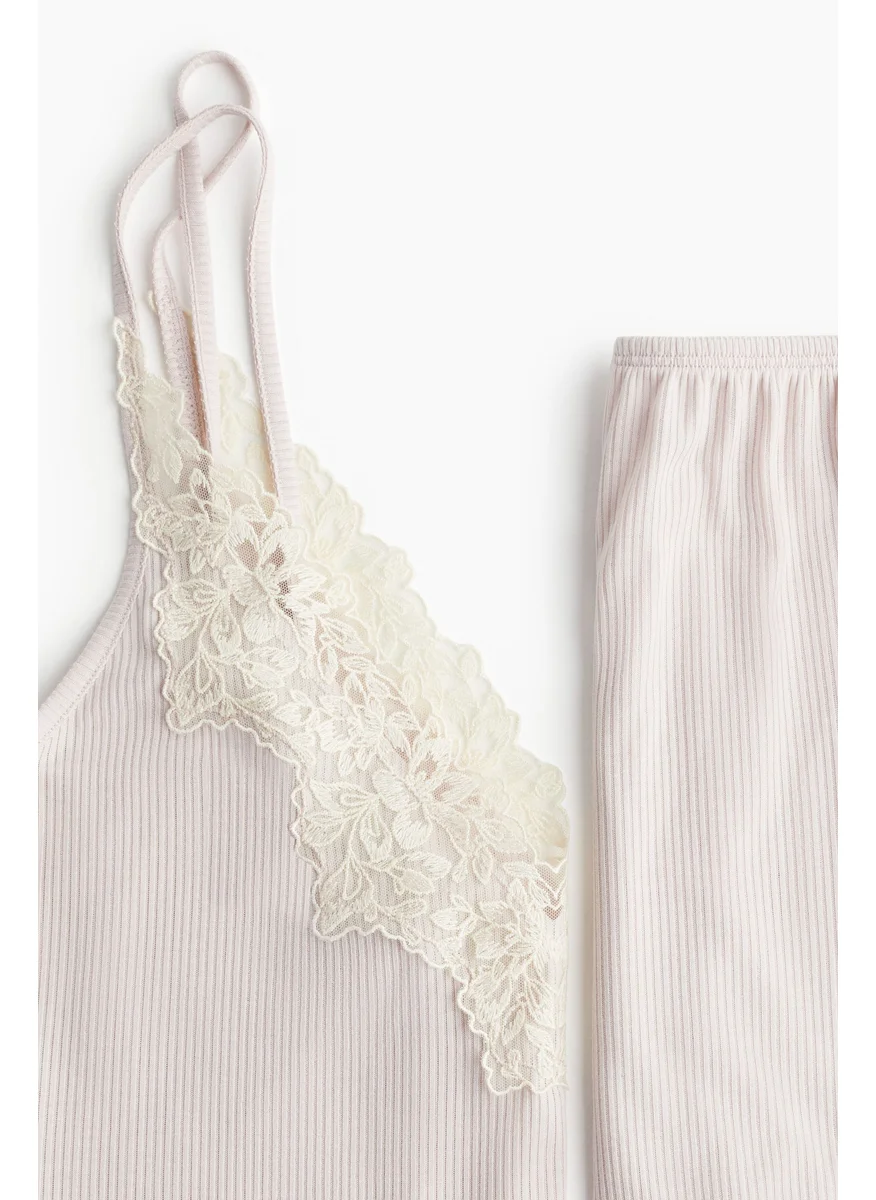 اتش اند ام Lace-Trimmed Ribbed Pyjamas