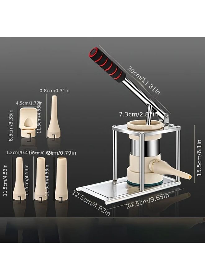 Stainless Steel Manual Sausage Maker Kit Vertical Style For Homemade Hot Dogs And Meatballs Includes Stuffer Tube Ideal For Home Kitchen Use - Image 3