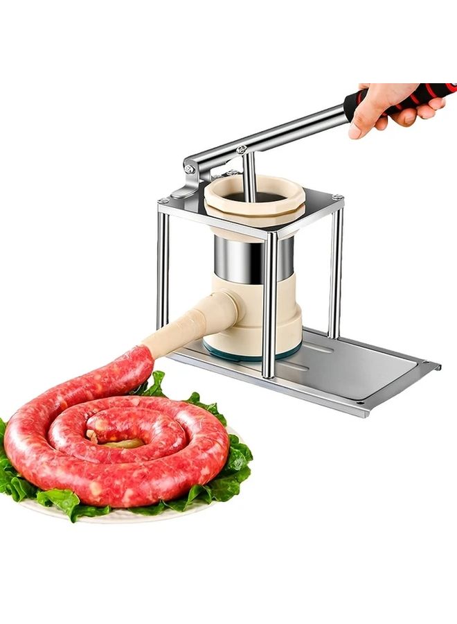 Stainless Steel Manual Sausage Maker Kit Vertical Style For Homemade Hot Dogs And Meatballs Includes Stuffer Tube Ideal For Home Kitchen Use - Image 1