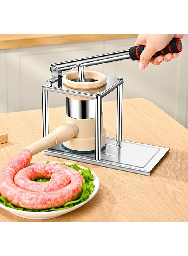 Stainless Steel Manual Sausage Maker Kit Vertical Style For Homemade Hot Dogs And Meatballs Includes Stuffer Tube Ideal For Home Kitchen Use - Image 2