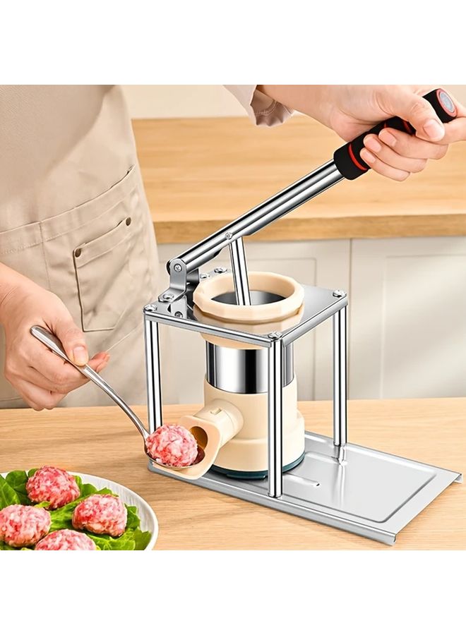 Stainless Steel Manual Sausage Maker Kit Vertical Style For Homemade Hot Dogs And Meatballs Includes Stuffer Tube Ideal For Home Kitchen Use - Image 4