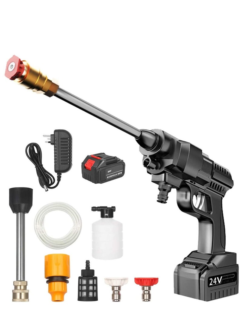 24V Cordless Portable Washer Electric High Pressure Cleaner Machine 30Bar Lithium Battery Handheld Car Cleaning Device With Foam Generator Nozzle Water Pump - Image 1