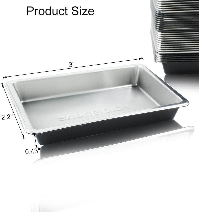 Hitefu أطباق صلصة بلاستيكية مستطيلة قابلة للاستخدام لمرة واحدة من هيتيفو 40 قطعة أطباق صلصة غمس أطباق حلوى صغيرة صحن صلصة الصويا وعاء غمس السوشي أطباق مقبلات للمنزل والمطعم فضي - Image 3