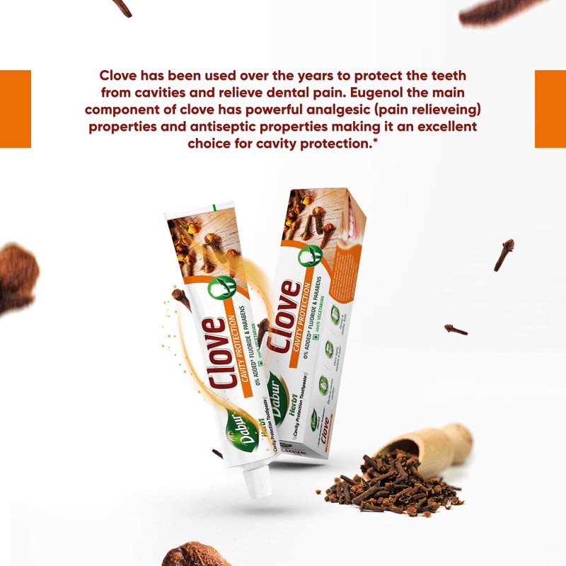 Dabur معجون أسنان دابر هيربل بالقرنفل لحماية التجاويف - 600 جرام (200 جرام × 3) | بدون فلورايد وبارابين مضافين | يحارب البكتيريا ويخفف من آلام الأسنان | يوفر شعورًا لطيفًا في الفم بعد الفرشاة - Image 5
