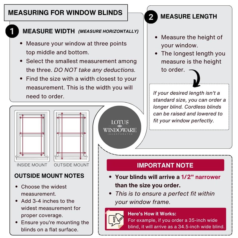 LOTUS & WINDOWARE Cordless 2-inchFaux Wood Blind 35" Wide x 60" Long,(Soft White-Antique White),Smooth, Room Darkening, Horizontal Blinds for Living Room, Bedroom, Interior Door Windows - 35 x 60,Sof - Image 4