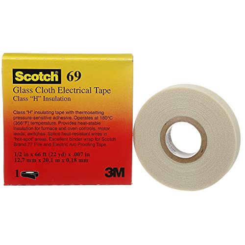 3M Scotch Glass Cloth Electrical Tapes 69, 1/2 in x 22 yd, 1 Roll, Premium Grade, Glass Cloth Backing, Silicone Adhesive, High Temperature, Flame Retardant - Image 5