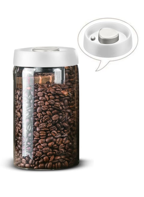 Coffee Beans Glass Container With Air Valve 1200ml Canister with Pump Vacuum Lids