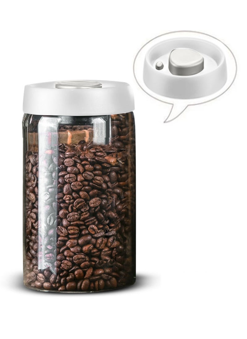 MIBRU - Coffee Beans Glass Container With Air Valve 1200ml Canister with Pump Vacuum Lids - Image 1
