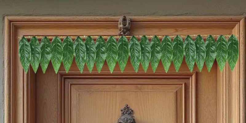 Daedal craftersMango Leaf Flower Toran for Main Door Entrance, Reusable Thoran for Mandir & Living Room Décor, Bandarwal for Festival Decoration, Flower Hanging for Home & Office Décor - Image 1