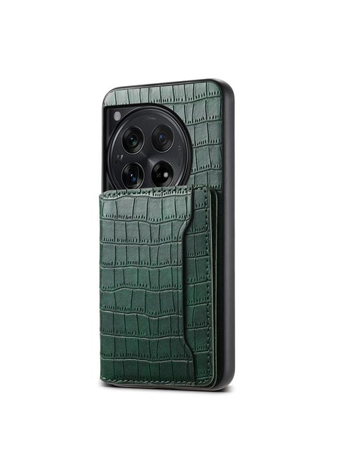 For OnePlus Ace 3 Crocodile Texture Card Bag Design Full Coverage Phone Case(Green)