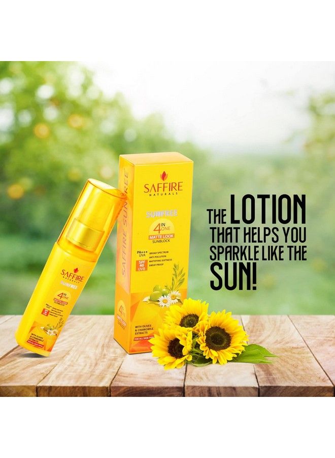 Saffire Naturals Sunfree Matte Look 4In1 Sunblock Spf 40 Pa++ ; Saffire Naturals Almond & Aloe Lip Balm Spf 10 ; - Image 4