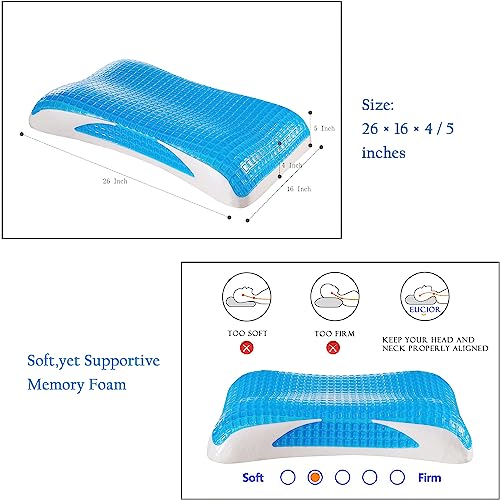 EUCIOR Cooling Gel Pillow,Memory Foam Cooling Gel Pillow,Cooling Orthopedic Memory Foam Pillow for Side Back Stomach Sleeper,A Relaxed Sleeping Experience - Pack of 1(Queen Size) - Image 3