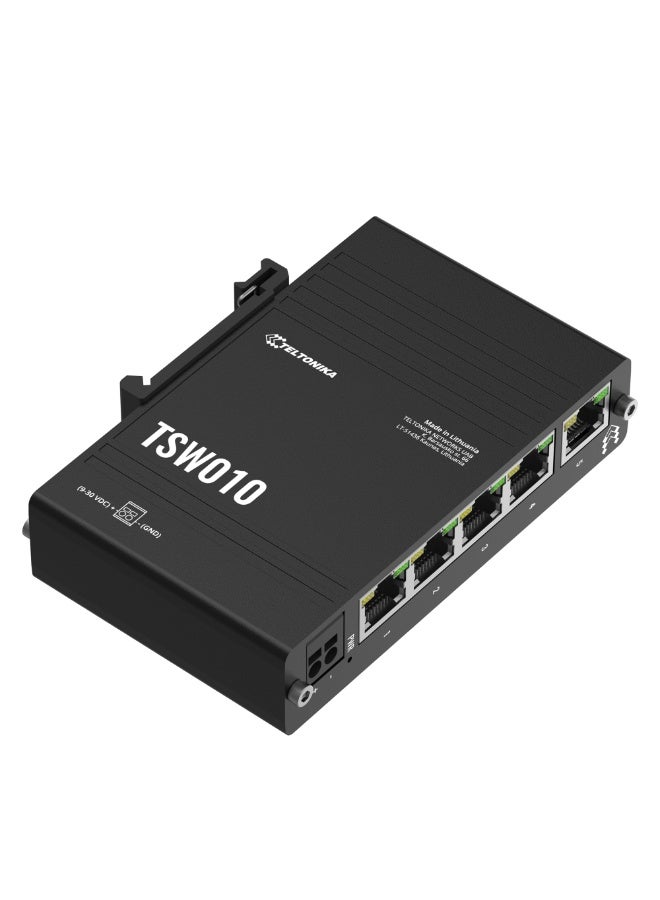 TELTONIKA TSW010 5-Port 10/100 Mbps Unmanaged Ethernet Switch; Black Metal Case; RJ45 Interface; Compatible with Desktop, Laptop, Printer; Ideal for Industrial Use - Image 3