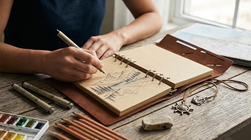EvZ 7-Inch Refillable A6 Binder Notebook - Premium Vegan Leather Personal Planner, Eco-Friendly Journal with 6-Ring Loose-Leaf System for Writing, Business, and Creative Sketches, Retro Brown - Image 3