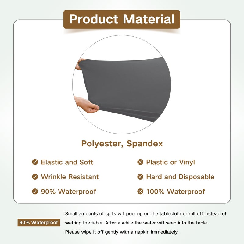 Nacuci Square Fitted Table Cover Elastic Tablecloth Stretch Spandex Table Top Cover Table Topper Cap for Dining Kitchen Home Party Grey 34X34 Inch - Image 5