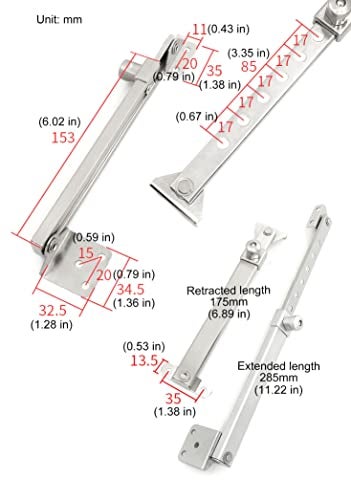 I-EASYDWW IEASYDWW Window Hinges Casement Window Stays Locks Angled Fixed Base Sprayed Silver Style 2 Pair 6 Fixed Slots - Image 3